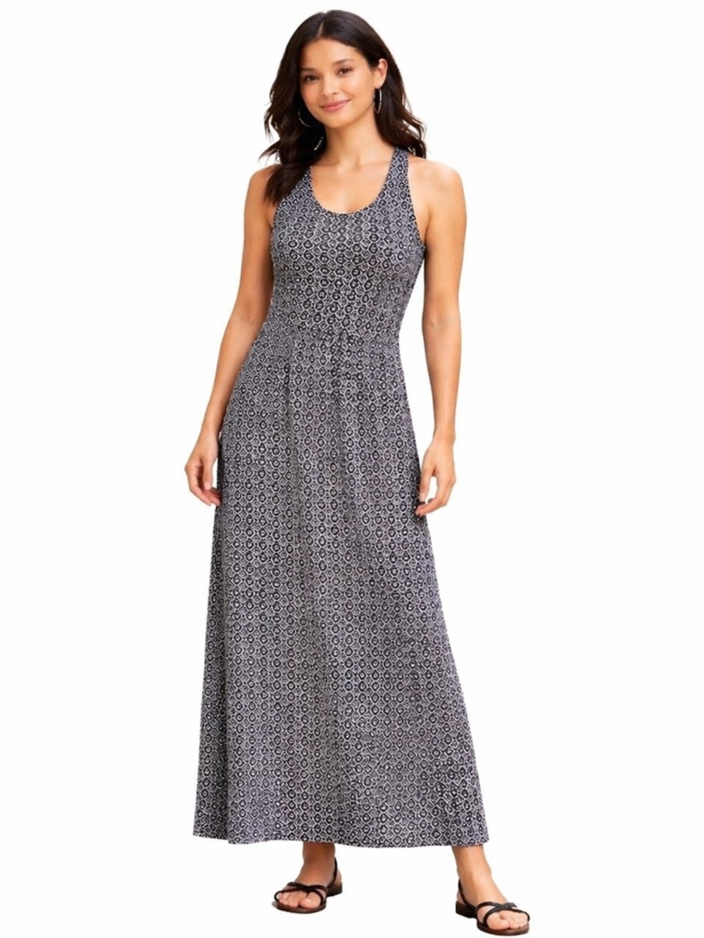 Banana Republic Maxi Dress - XS Black White Geometric Racerback with Pockets - Picture 2 of 10
